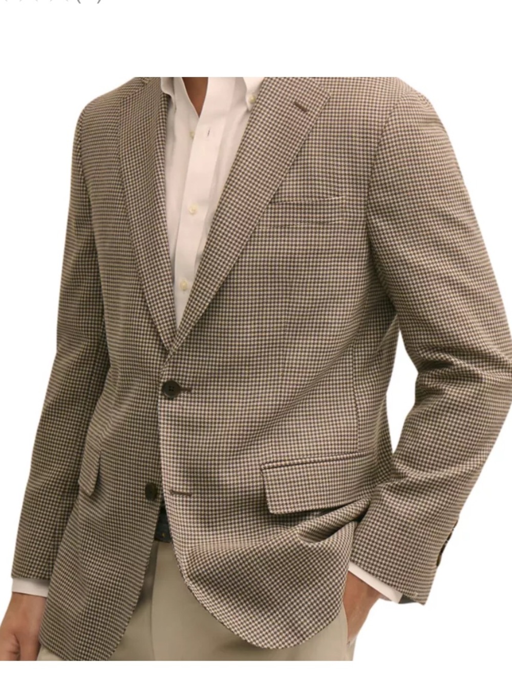 Brooks Brothers Men's Houndstooth Two-Button Blazer - Beige/Black